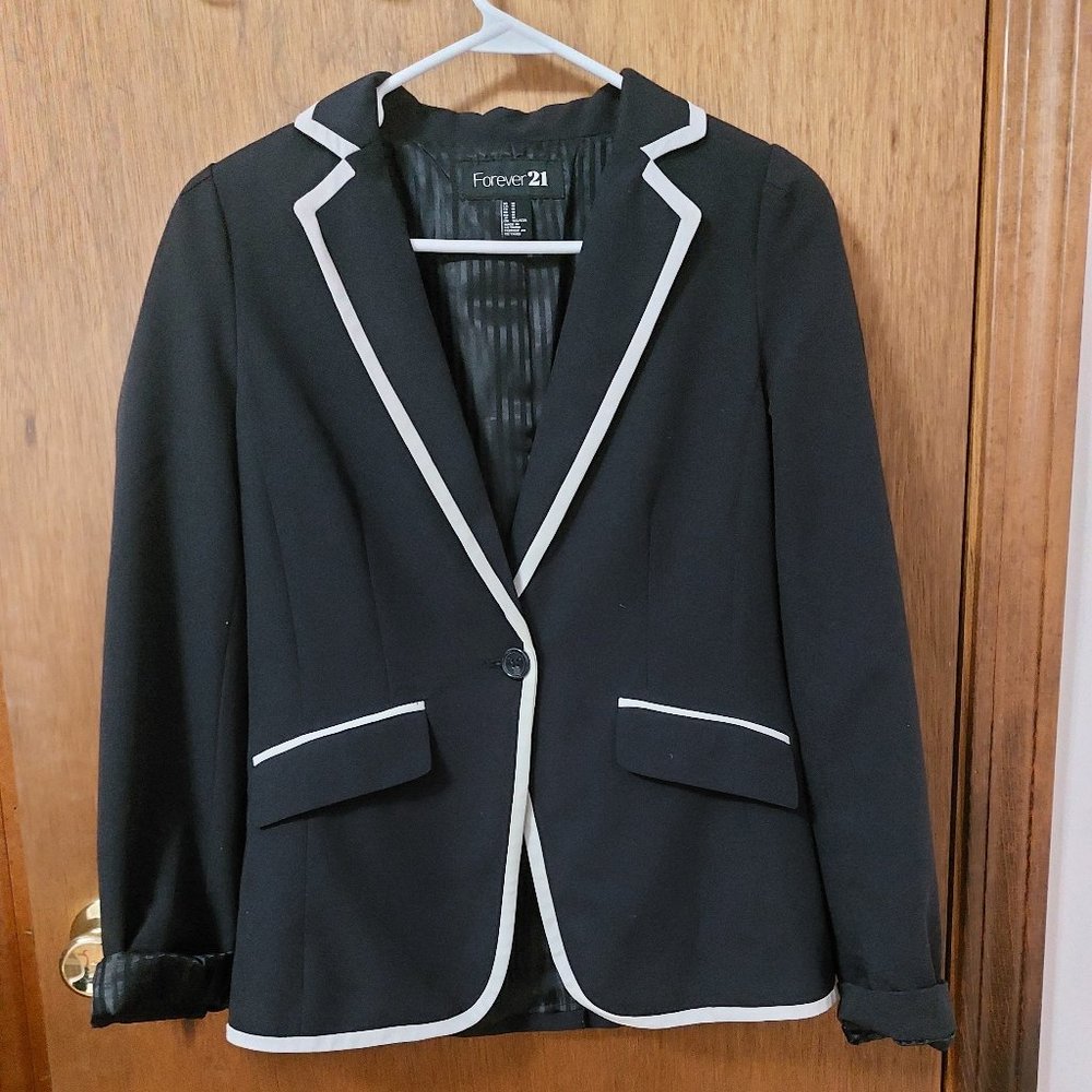 Forever 21 Navy Blazer Preppy Academia Uniform Nautical Y2K Style Korean Kdrama
